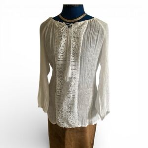 Zac & Rachel Sheer White Lace Blouse